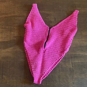 Handmade Pink Crochet Body Suit